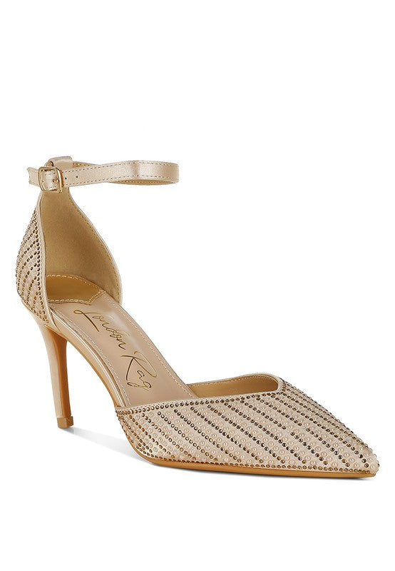 Wanda Pearls & Sequins Embellished High Heel Sandals - Tigbul's Variety Fashion Shop