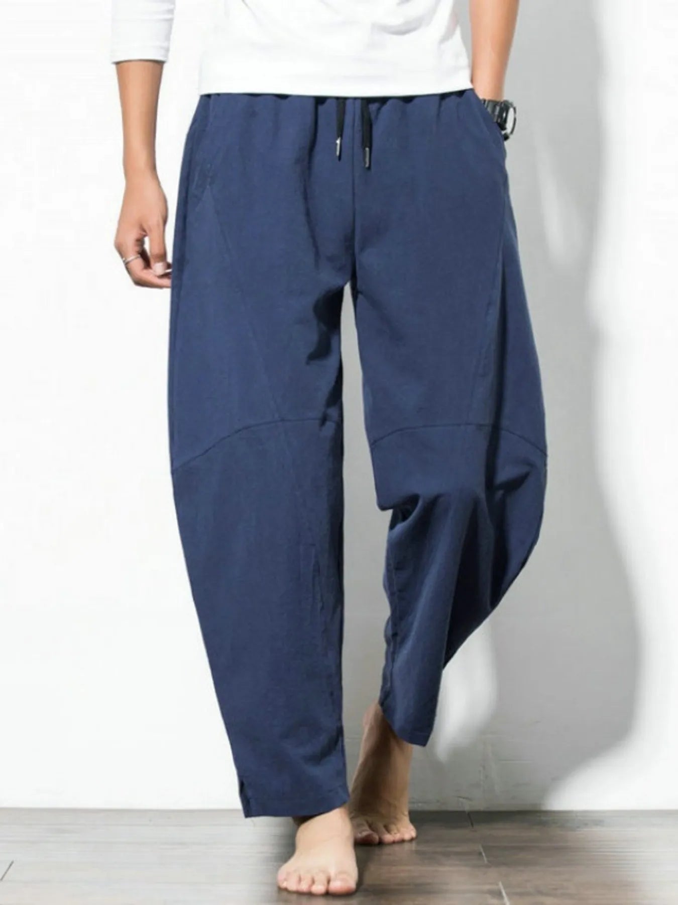 Men's Plus Size Casual Drawstring Wide Leg Pants - Tigbul's Variety Fashion Shop