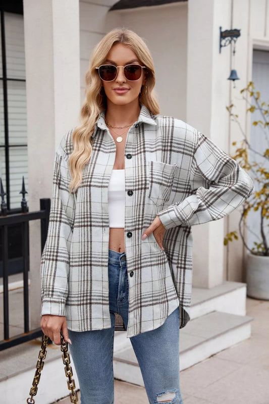 Casual Plaid Long Sleeve Shirt - Tigbul's Variety Fashion Shop