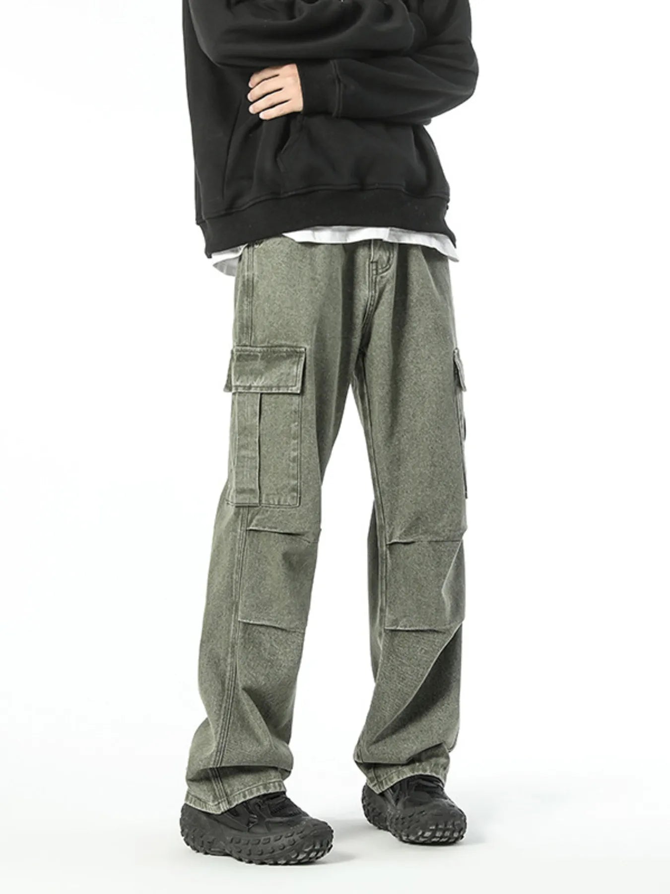 Men's Full Size Wide Leg Cargo Jeans Plus Size - Tigbul's Variety Fashion Shop