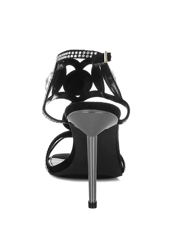 Fialka Diamante & Rhinestones Stiletto Sandals - Tigbul's Variety Fashion Shop