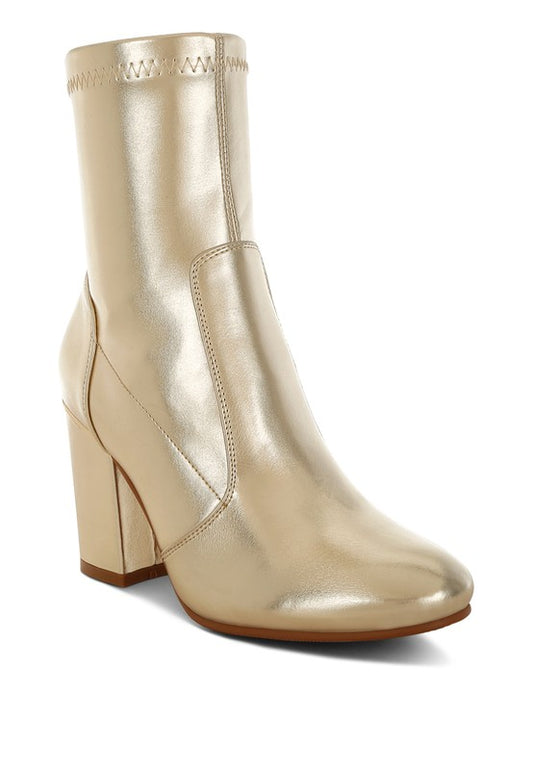 Tirana Metallic Pleather Sock Boots - Tigbul's Variety Fashion Shop