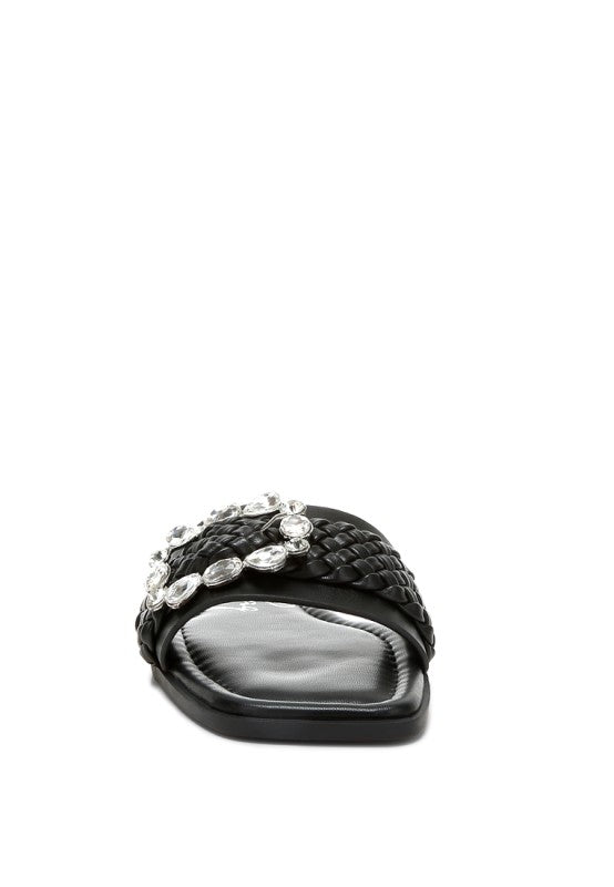 Hazbin Diamante Flat Sandals - Tigbul's Variety Fashion Shop