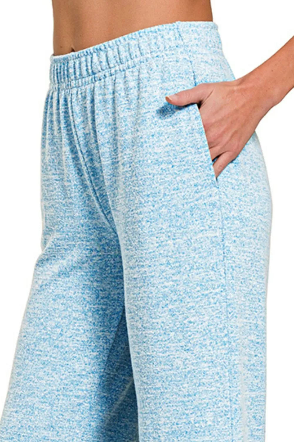 Zenana Soft Melange Hacci Elastic Waistband Lounge Pants - Tigbul's Variety Fashion Shop