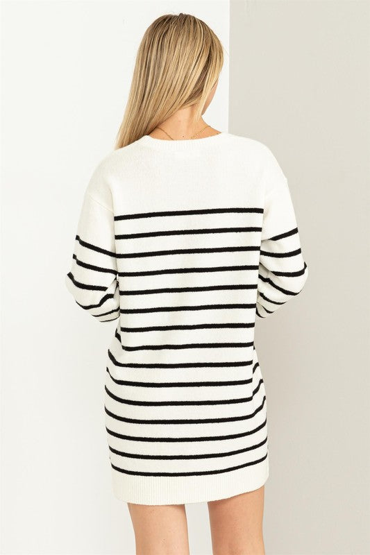 Casually Chic Striped Sweater Dress - Tigbul's Variety Fashion Shop