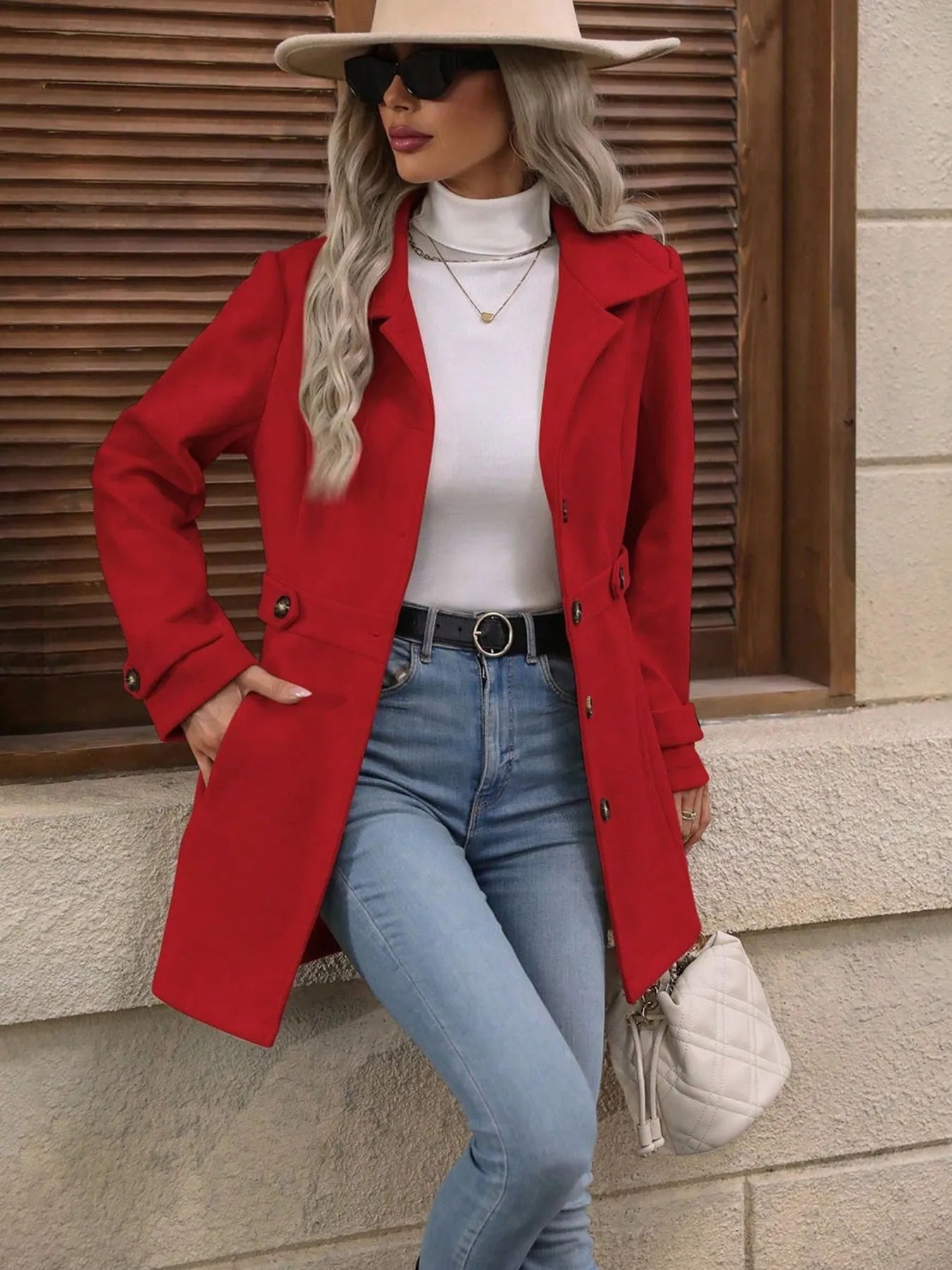 Button Up Long Sleeve Coat - Tigbul's Variety Fashion Shop