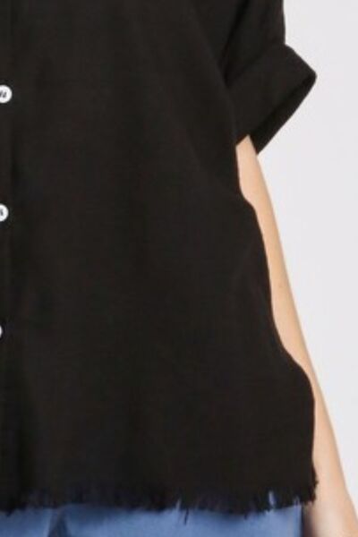 Black Linen Blend Button Down Shirt - Tigbul's Variety Fashion Shop