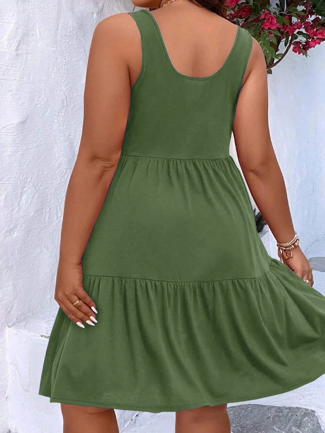 Plus Size Tiered Scoop Neck Tank Dress - Tigbul's Variety Fashion Shop