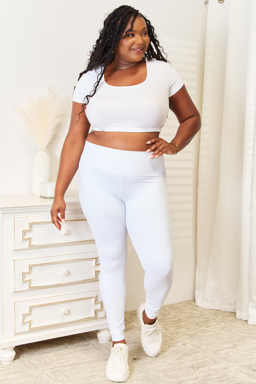 Double Take Wide Waistband Sports Leggings - Tigbul's Variety Fashion Shop