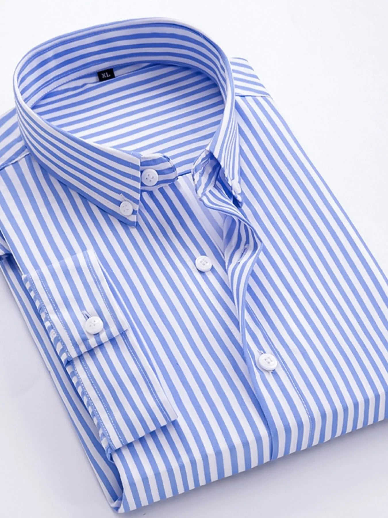 Men's Plus Size Striped Button Up Long Sleeve Shirt - Tigbul's Variety Fashion Shop