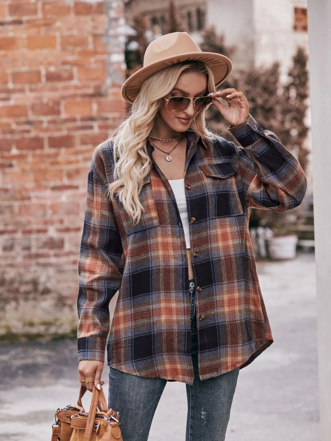 Plaid Button-Down Long Sleeve Shirt - Tigbul's Variety Fashion Shop
