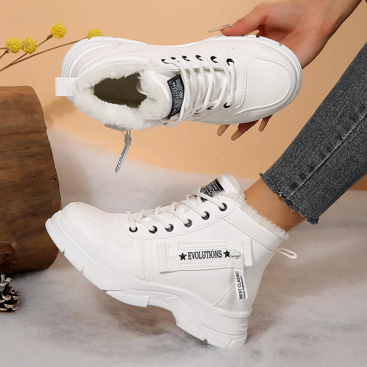 Premium Lace-Up Combat Boots with Fleece Line - Tigbul's Variety Fashion Shop