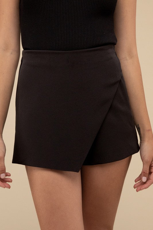 High Waist Asymmetrical Skort - Tigbul's Variety Fashion Shop