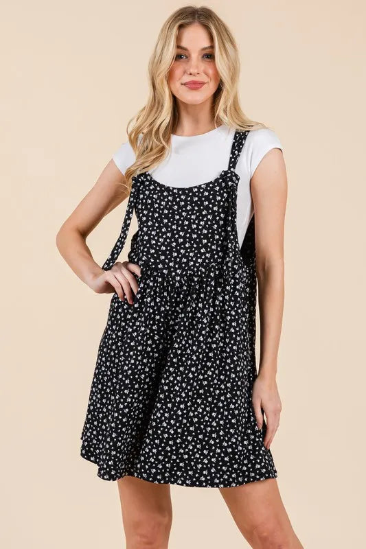 Black Floral Print Overalls with Pockets - Tigbul's Variety Fashion Shop