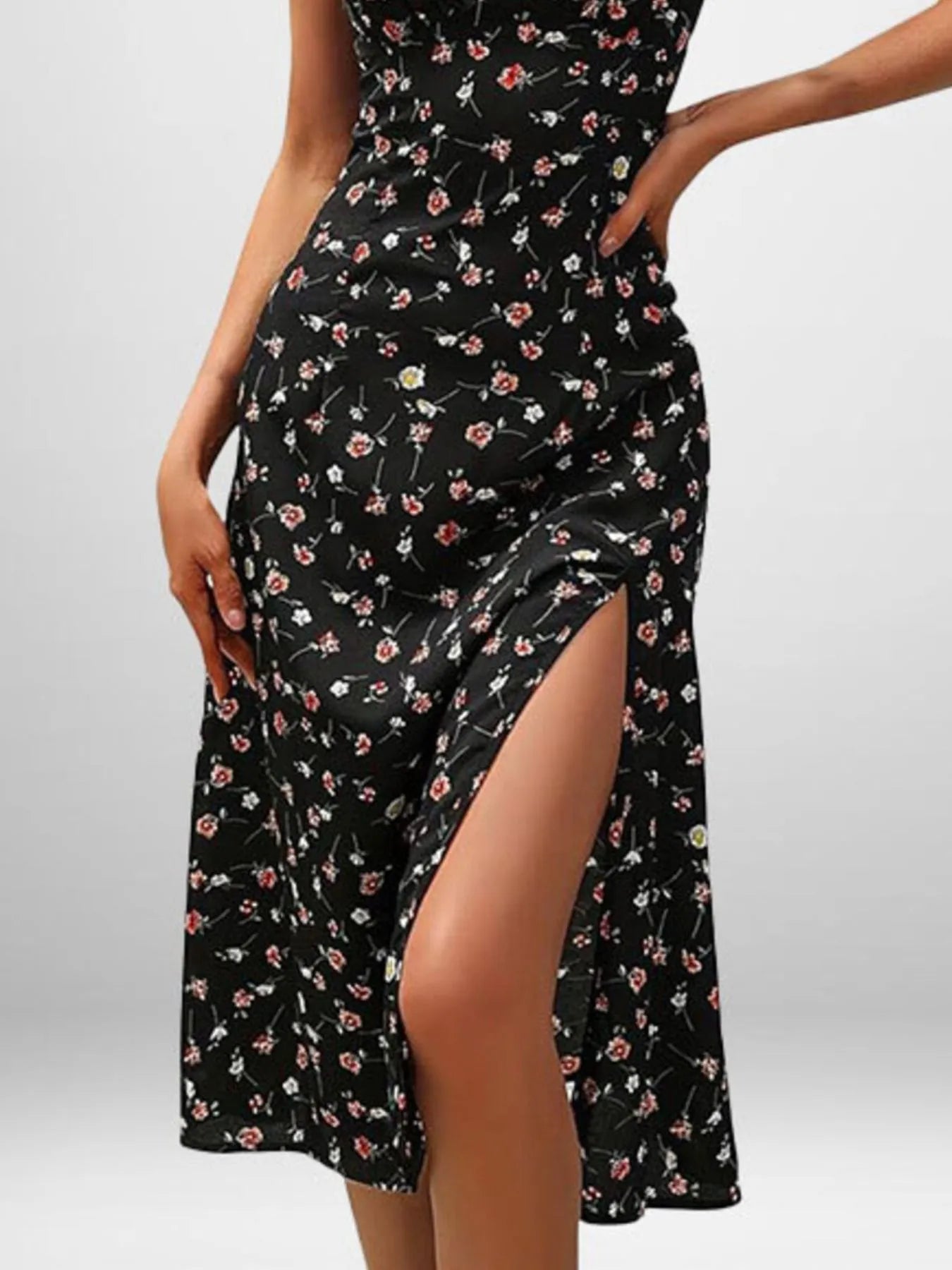 Full Size Slit Printed Cami Midi Dress Plus Size - Tigbul's Variety Fashion Shop
