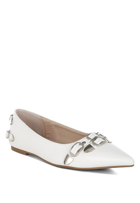 Golini Belt Buckle Detail Ballerinas - Tigbul's Variety Fashion Shop