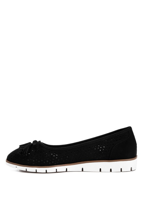 Pacer Perforated Leather Ballerinas - Tigbul's Variety Fashion Shop