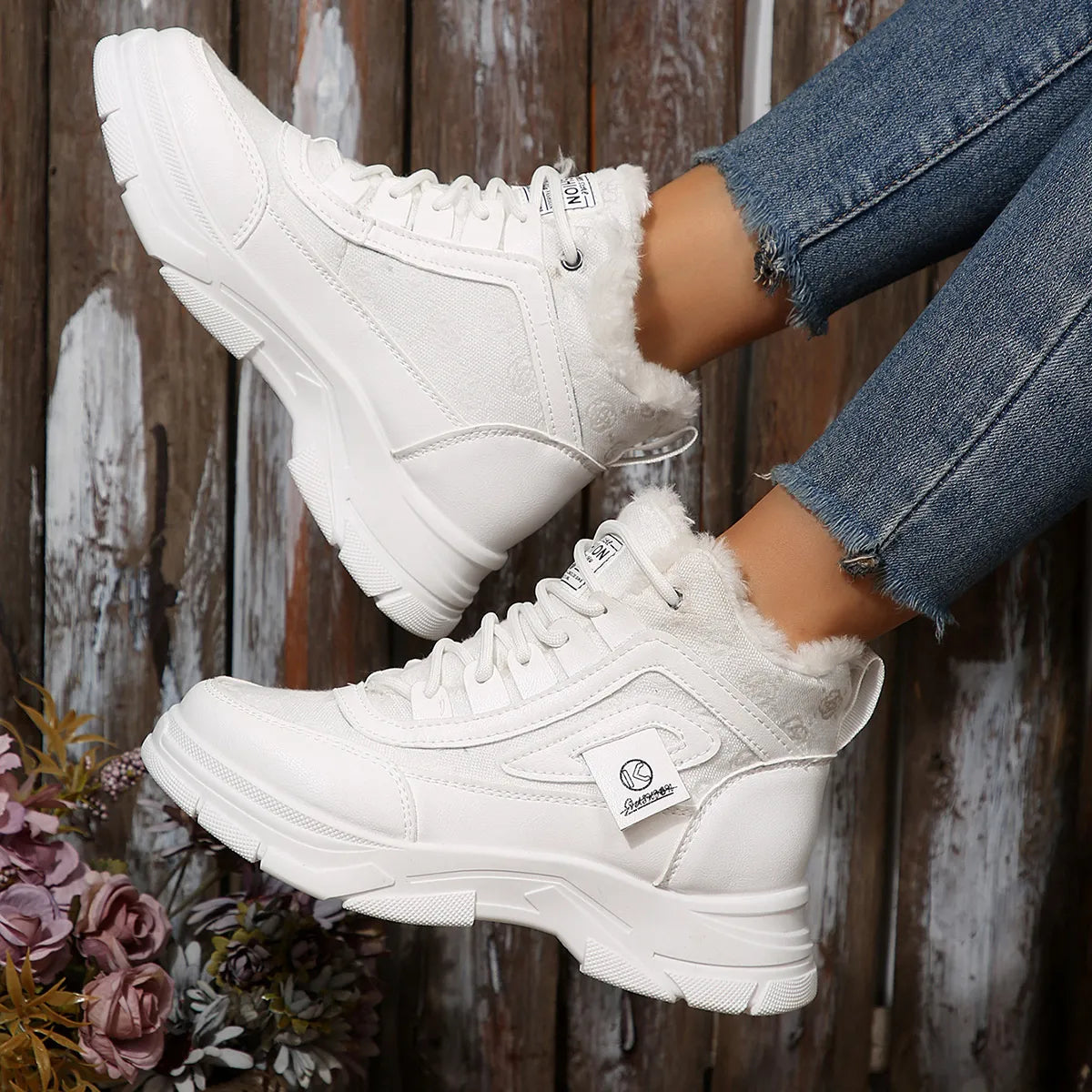 High-Top Platform Chunky Sneaker Boots Lace-Up - Tigbul's Variety Fashion Shop