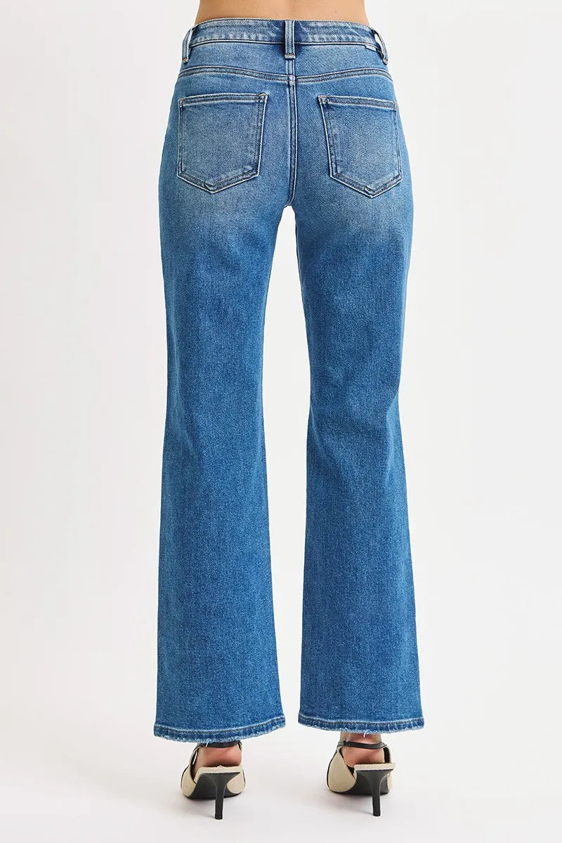 RISEN Full Size High Rise Ankle Straight Front Body Distressed Jeans Plus Size - Tigbul's Variety Fashion Shop