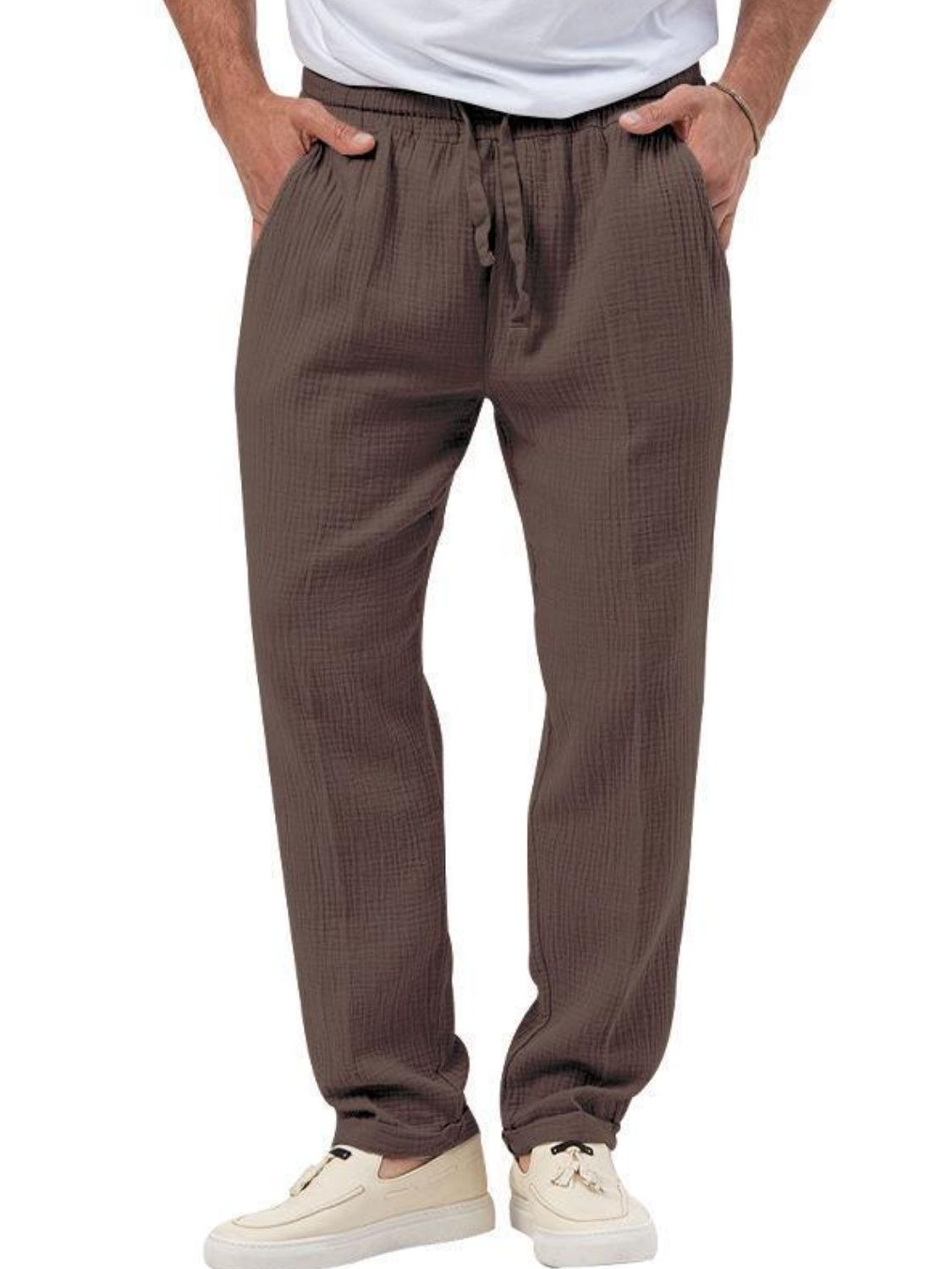 Men's Plus Size Drawstring Texture Pants - Tigbul's Variety Fashion Shop