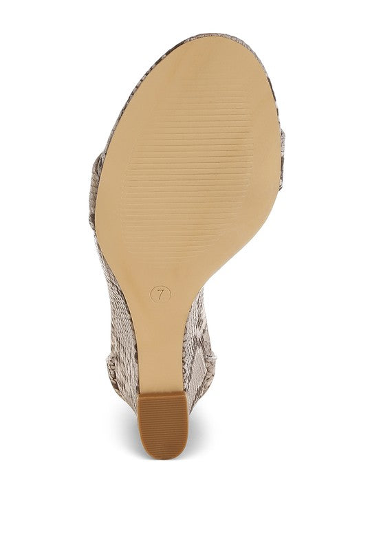 Kodor Snake Print Slim Wedge Heel Sandals - Tigbul's Variety Fashion Shop