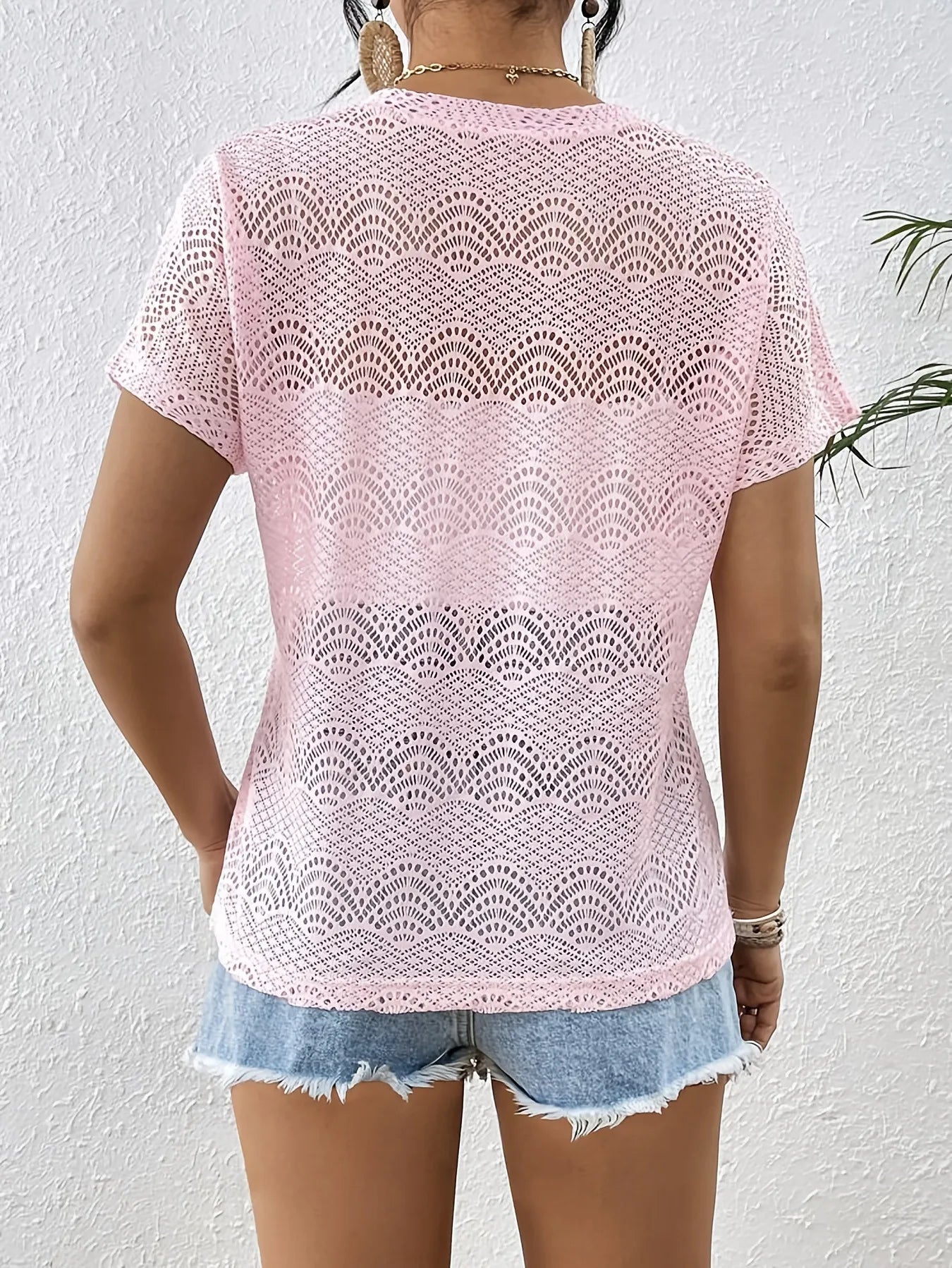 Crochet Lace V-Neck Summer Top - Tigbul's Variety Fashion Shop