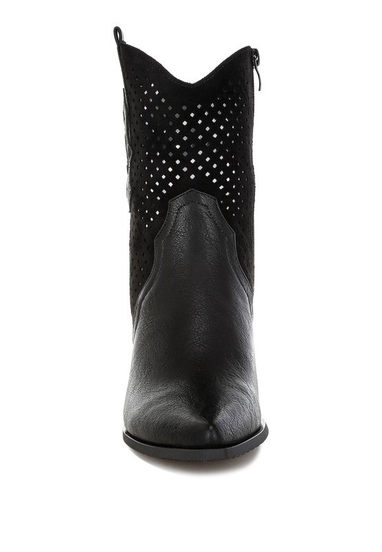Prosia Rhinestone-Studded Cowboy Boots - Tigbul's Variety Fashion Shop
