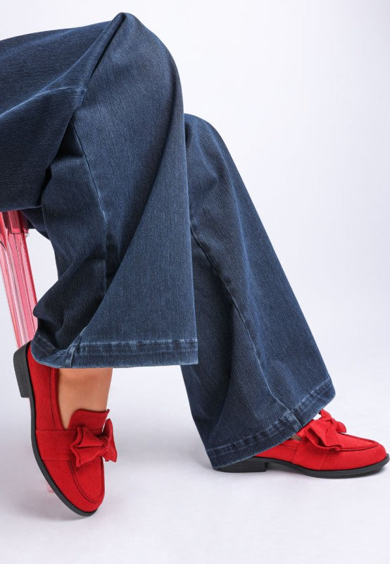 Havisham Bow Accent Heeled Loafers - Tigbul's Variety Fashion Shop