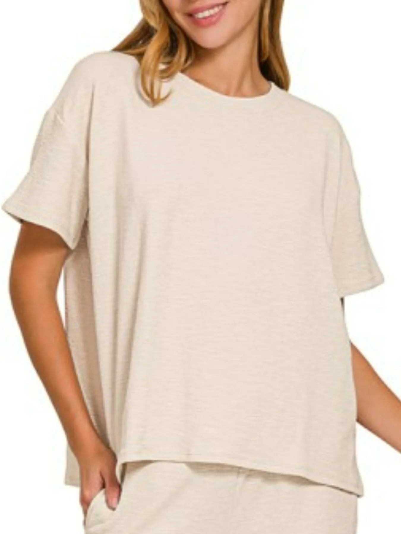 Zenana Slub Short Sleeve T-Shirt and Pants Set - Tigbul's Variety Fashion Shop
