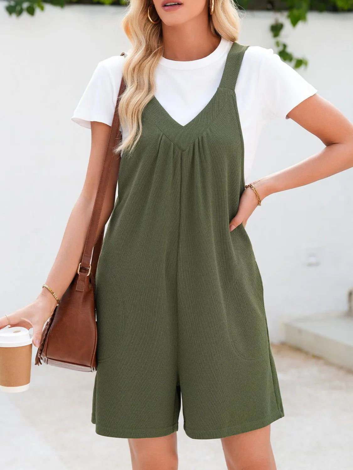 V-Neck Wide Strap Romper - Tigbul's Variety Fashion Shop