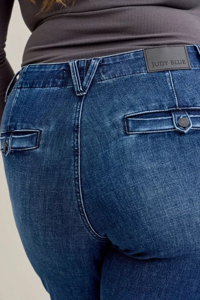 Judy Blue Full Size Mid Rise Bootcut Jeans with Welt Pockets Plus Size - Tigbul's Variety Fashion Shop