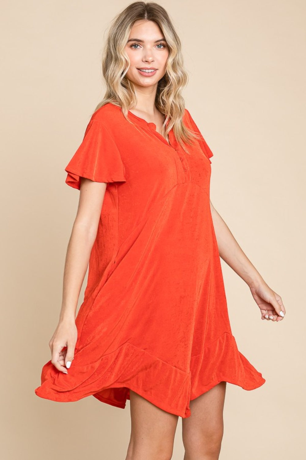 Notched Short Sleeve Dress - Tigbul's Variety Fashion Shop