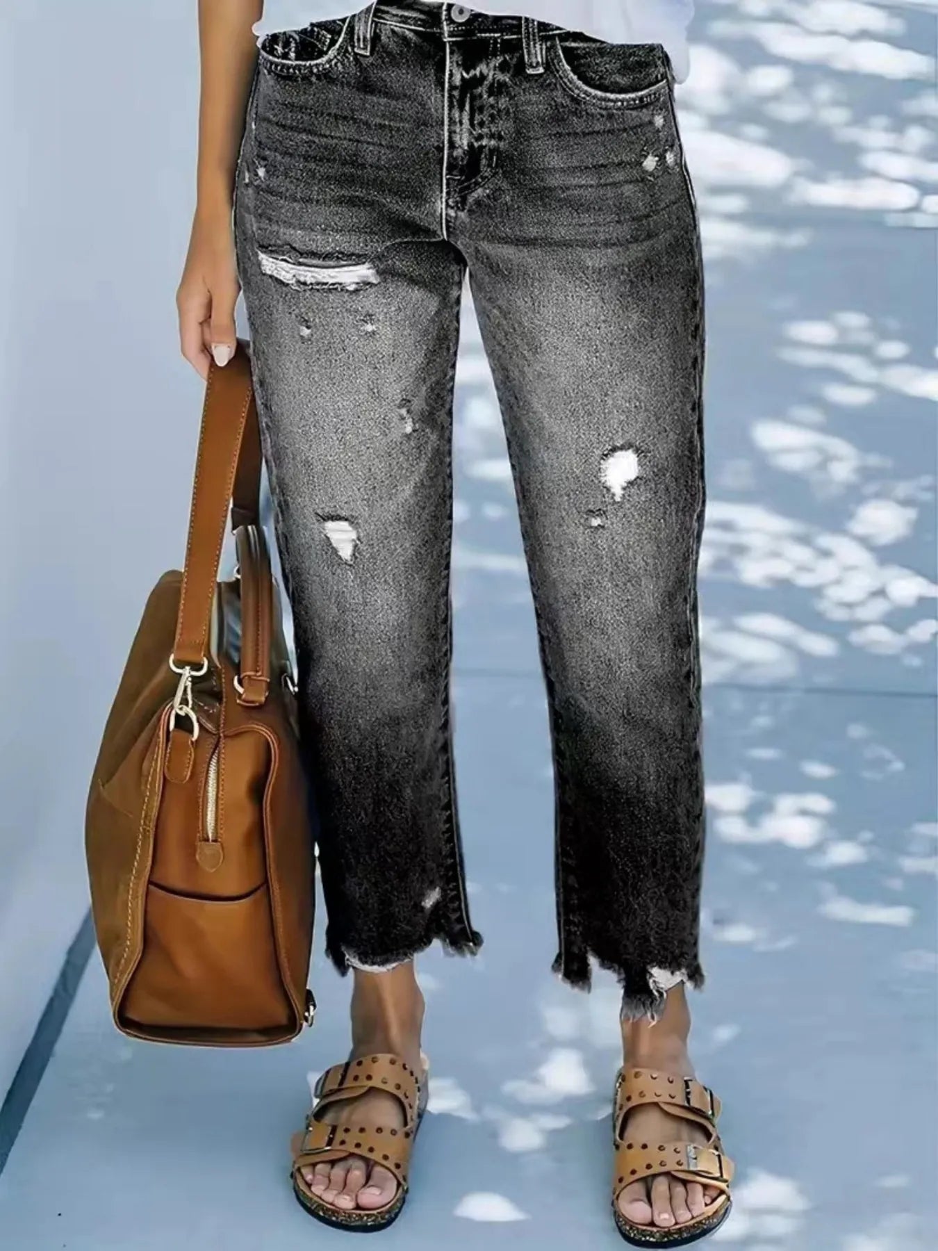 Distressed Straight Leg Jeans - Tigbul's Variety Fashion Shop