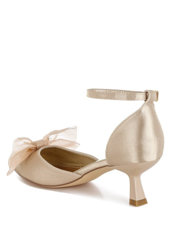 Cadell Bow Detail Satin Sandals - Tigbul's Variety Fashion Shop