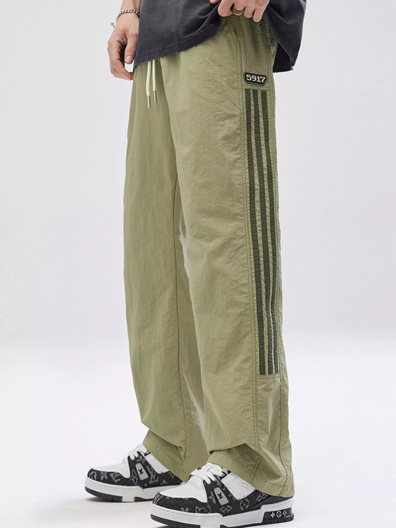 Men's Full Size Striped Wide Leg Pants Plus Size - Tigbul's Variety Fashion Shop