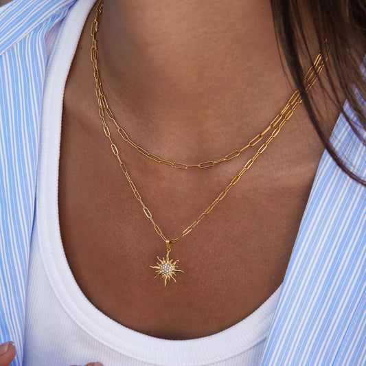 18K Gold-Plated Double Layered Pendant Necklace - Tigbuls