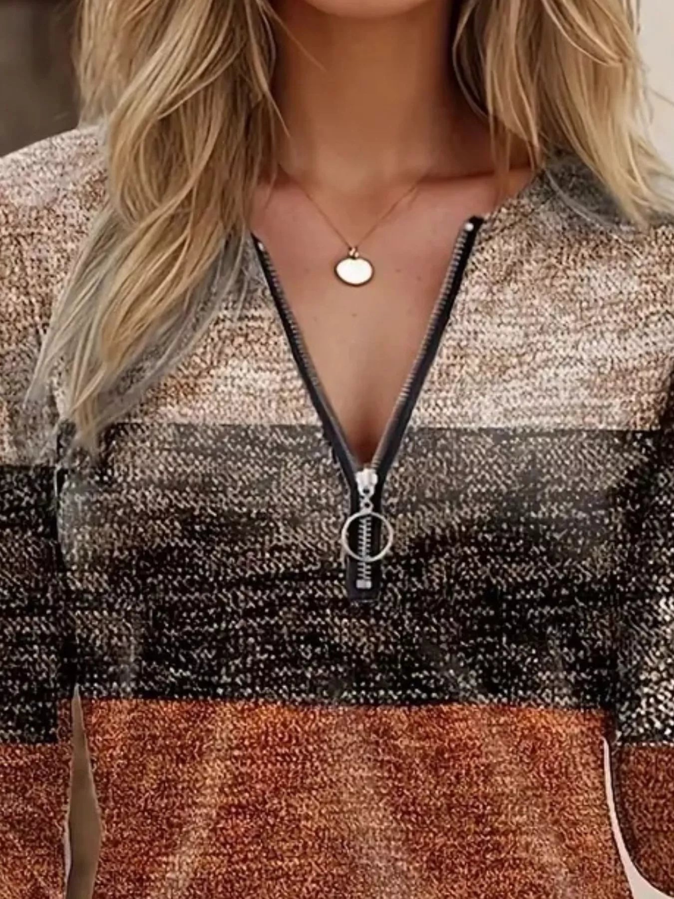 Quarter Zip Color Block Top - Tigbul's Variety Fashion Shop