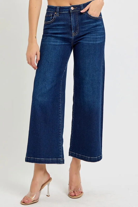 RISEN High Rise Crop Wide Jeans - Tigbul's Variety Fashion Shop