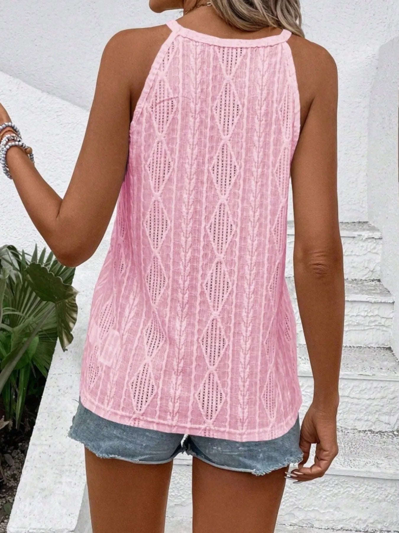 Textured Round Neck Tank - Tigbul's Variety Fashion Shop