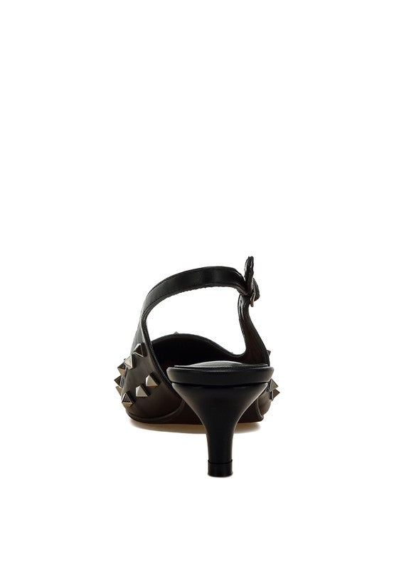 Hegron Stud Embellished Kitten Heels - Tigbul's Variety Fashion Shop