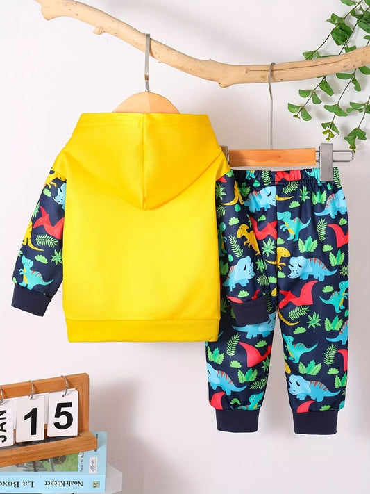 Children's Dinosaur Print Hoodie and Pants Set - Tigbul's Variety Fashion Shop