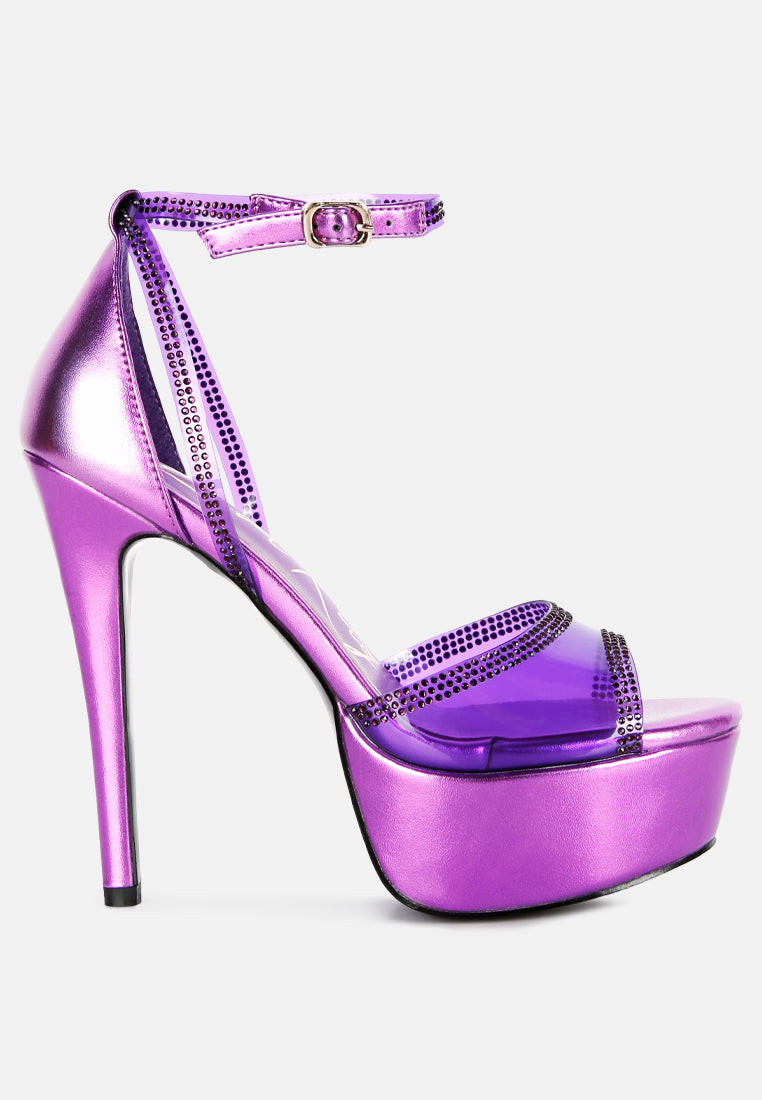 Cinderella Rhinestones Embellished Stiletto Platform Sandals - Tigbul's Variety Fashion Shop