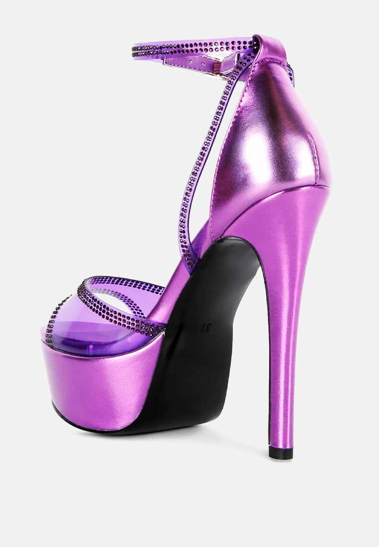 Cinderella Rhinestones Embellished Stiletto Platform Sandals - Tigbul's Variety Fashion Shop