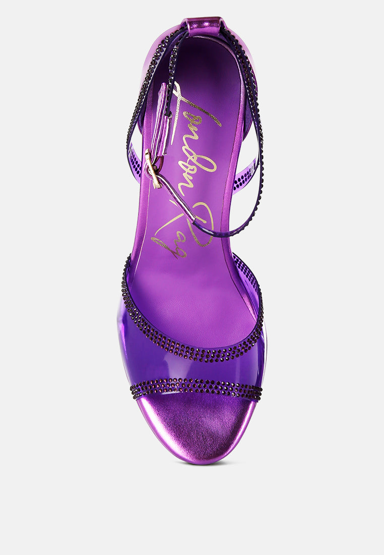 Cinderella Rhinestones Embellished Stiletto Platform Sandals - Tigbul's Variety Fashion Shop