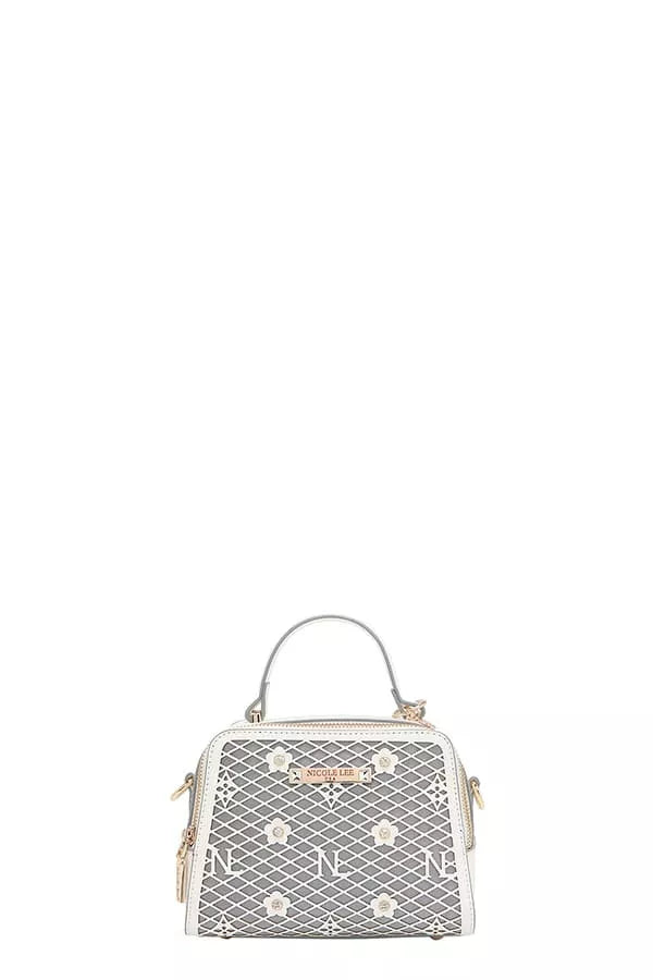 Nicole Lee USA Vegan Geometric Pattern Structured Handbag - Tigbul's Variety Fashion Shop