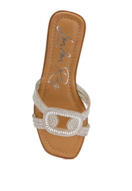 Minople Rhinestones Embellished Flat Sandals - Tigbul's Variety Fashion Shop