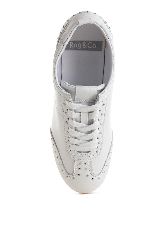 Odaya Studded Real Soft Leather Sneakers - Tigbul's Variety Fashion Shop