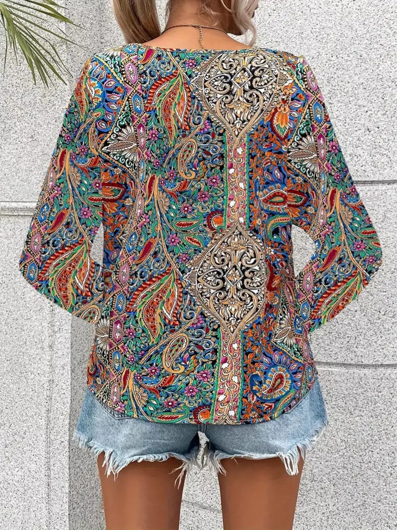 Paisley Print Long Sleeve Blouse - Tigbul's Variety Fashion Shop