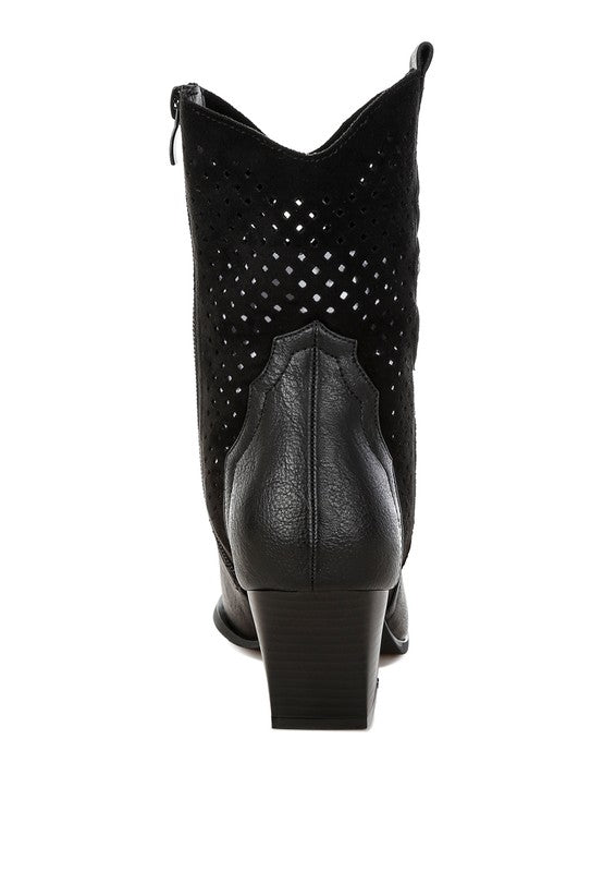 Prosia Rhinestone-Studded Cowboy Boots - Tigbul's Variety Fashion Shop