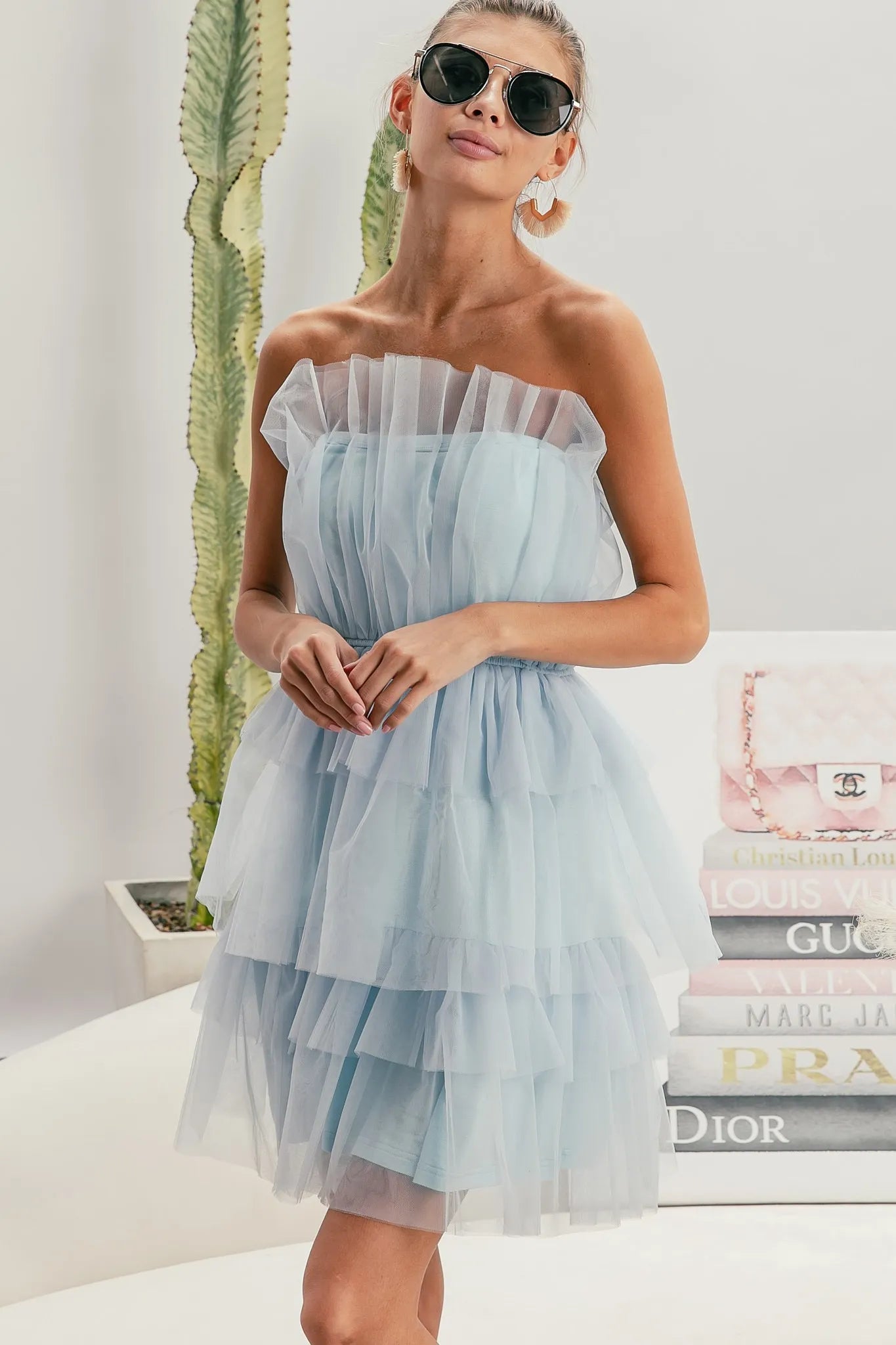 BiBi Sleeveless Layered Organza Dress - Tigbul's Variety Fashion Shop